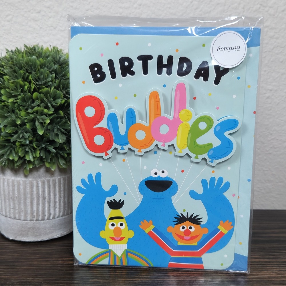 Sesame Street Birthday‎ Buddies Card - Bert, Ernie, Cookie Monster